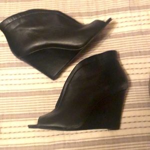 Black Leather Wedges